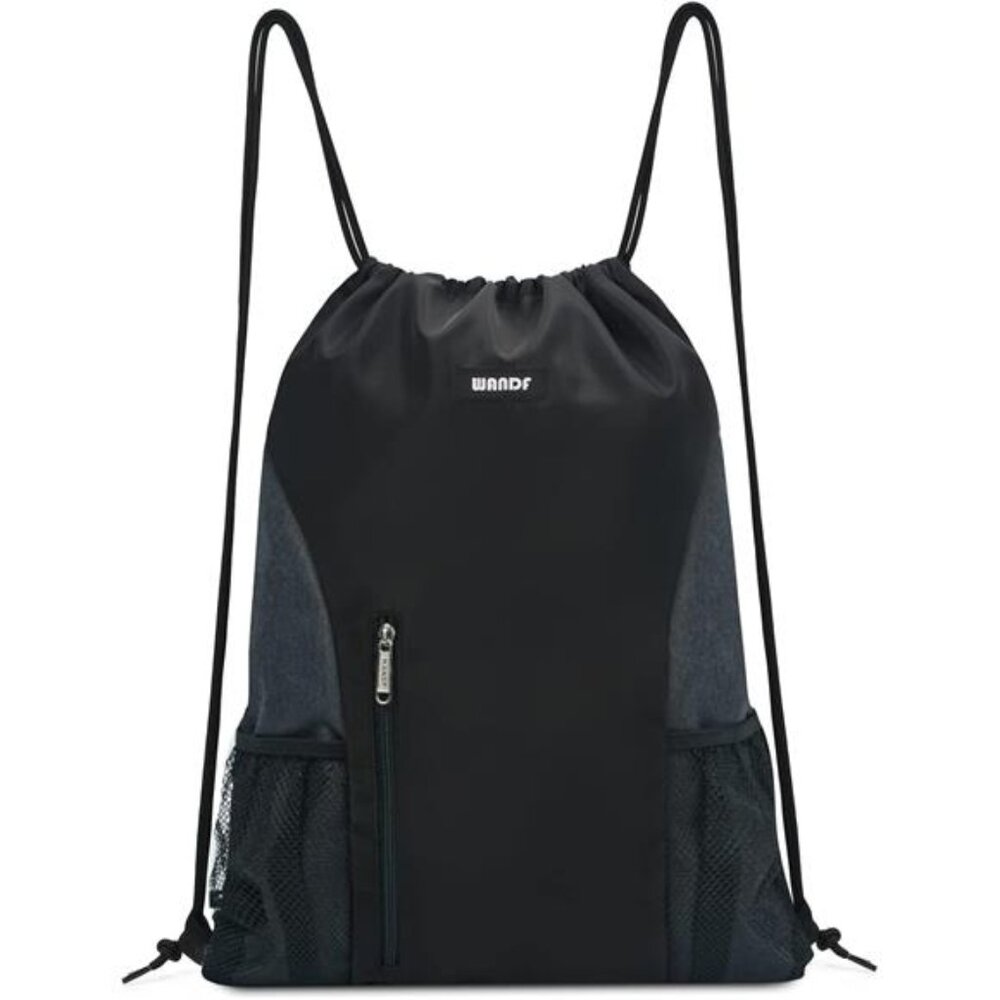 Drawstring Backpack Gym Sackpack with Mesh Pockets Water Resistant String Bag